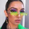 Trendy Love Heart Shaped Rimless Sunglasses UV400 Fancy Accessories Party Shades Eyewear Metal Frame Sun Glasses Women Men