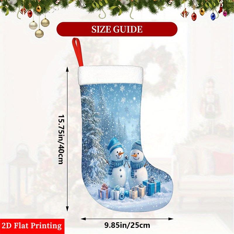 Christmas Decoration Fireplace Hanging Stocking 2D Printed Festive Socks Featuring Snow And Gifts I