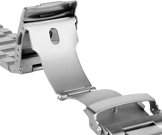 Kai Tian 24mm Stainless Steel Watch Strap, Silver Quick Release 3-Row Design, Unisex