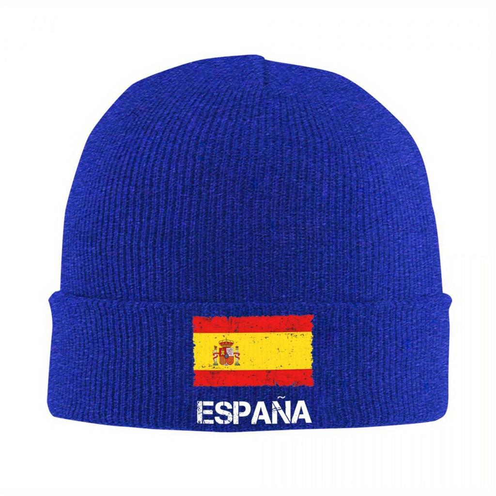 Spanish Flag Bonnet Hats Skullies Beanies Unisex Women Retro Thermal Elastic Beanie Hats Autumn Winter Hippie Design Cap