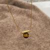 Irregular Tiger Eye Stone Necklace Vintage Heart Collarbone Chain Simple Metal Necklace  Gifts