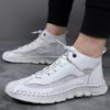 High Top Shoes Men's Thick Soled Casual Shoes Breathable Hollow Mesh Shoes Handmade Soft Soled Men's Genuine Leather Shoes