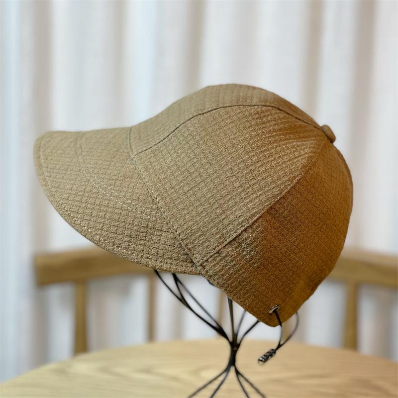 Women's Wide Brim Sun Hat, Hiking Solid Color Hat, Adjustable Drawstring Outdoor Beach Sunshade Hat, Foldable Ponytail Cap