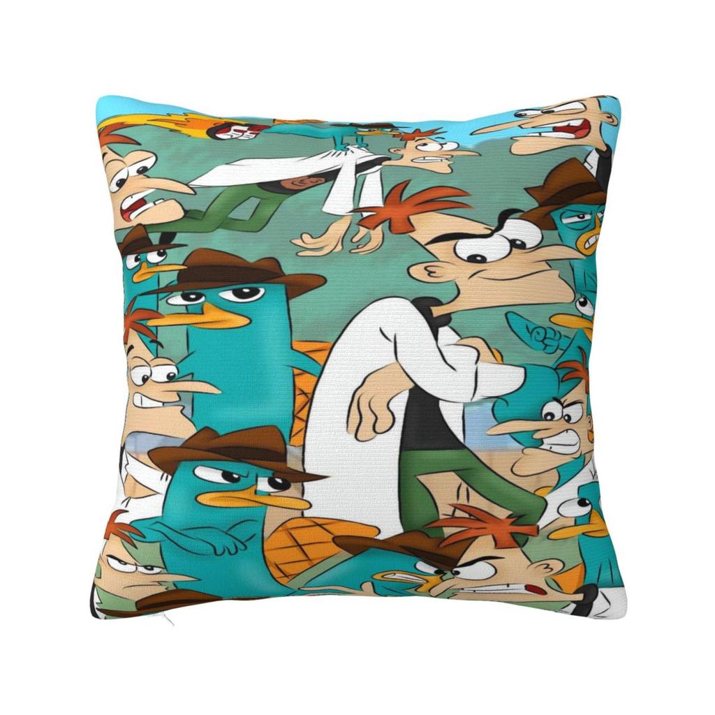 Perry The Platypus Pillow Case P-Phineas and F-FerbS Cushion Cover Soft Design Funny Pillowcases For Sofa Home Decorative