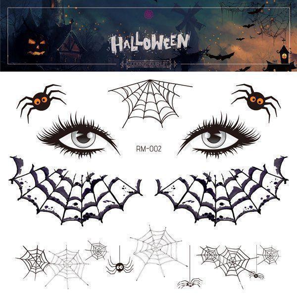 Halloween Kids' Waterproof Cartoon Tattoo Stickers - Cute Pumpkin, Ghost, and Skull Designs for Face Makeup