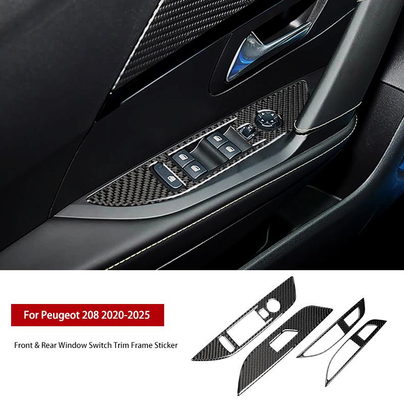 For Peugeot 208 2020 2021 2022 2023 2024 2025 Solf Carbon Fiber Center Console Gear Shift Frame Window Switch Trim Cover Sticker