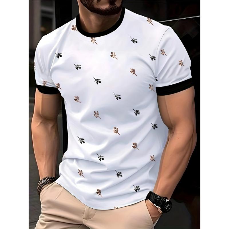 Men s Fashionable Casual Round Neck T-Shirt Printed Top S