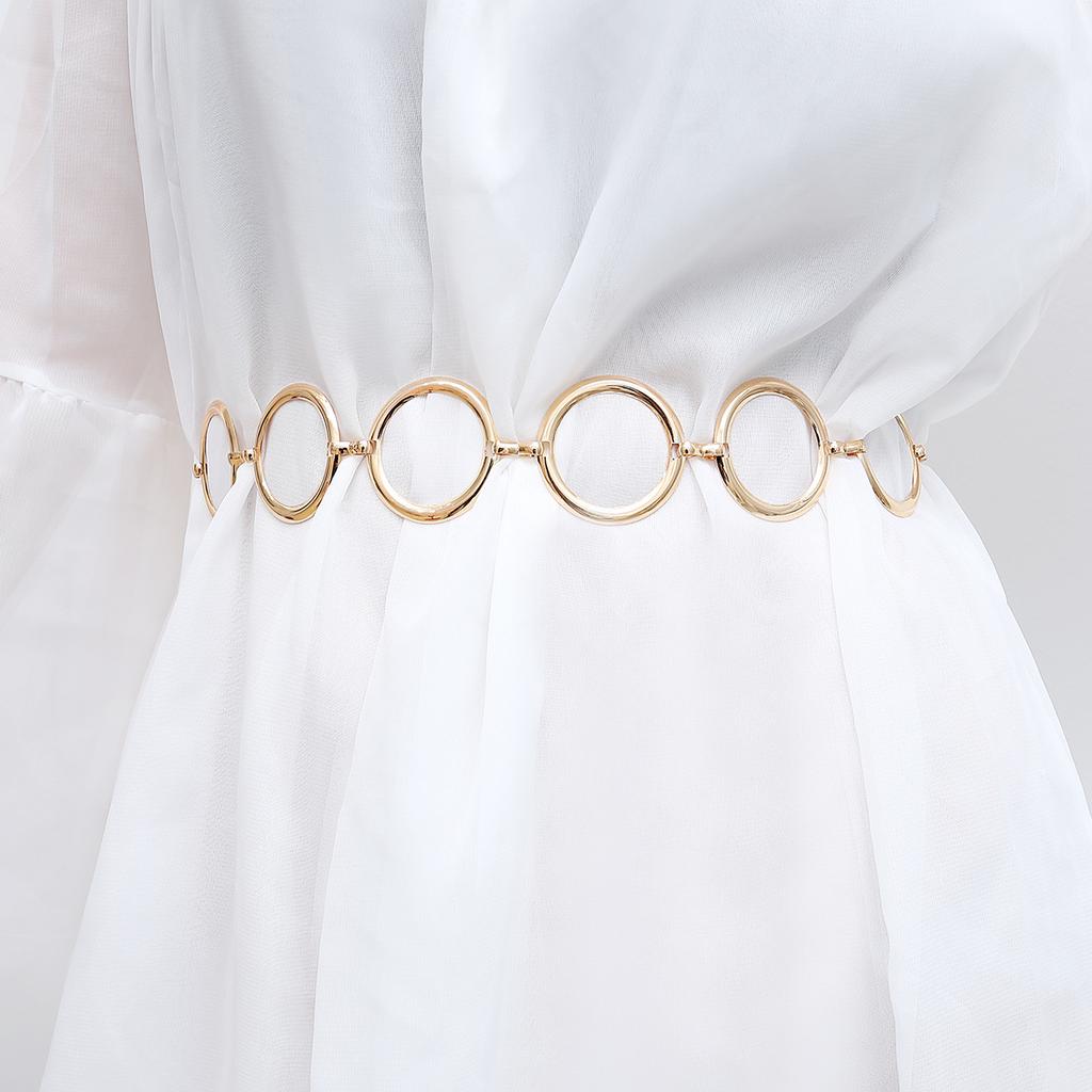 Simple Geometric Round Chain Body Chain, Design Liquid Lava Irregular Metal Waist Chain