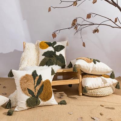 45 x 45 cm, böhmischer getufteter Kissenbezug, Quastenkissen, Sofa, Wohnzimmer, Nachttischkissen, Einzelkissenbezug, kein Kissenkern, separater Kissenbezug
