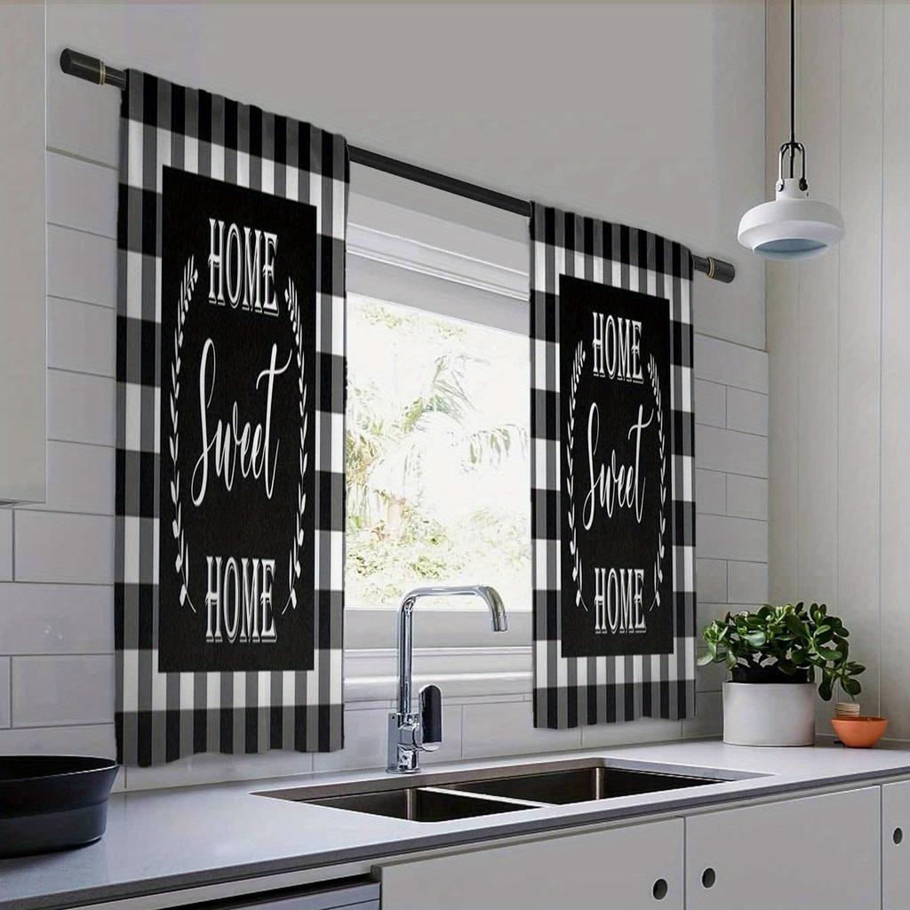 Cortinas com estampa de gato Fortune Cat de 2 painéis, cortinas de cozinha com peixes, persianas de cozinha, cortinas de janela, 75% de sombreamento, cortinas de café