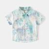 Boys' Chinese Style Short Sleeve Shirt Children's Summer Clothing Baby Stand Collar Shirt Kids Frog Button Floral Print Casual Tops