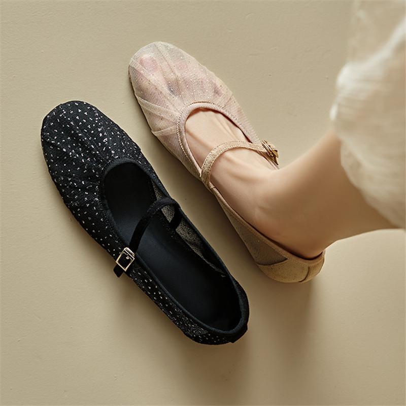 Fashion New Summer Women Pumps Shoes for Women Fashion Mesh Sandals Round Toe Mary Jane Shoes Women Breathable Flat Shoes Low Heels