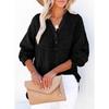 IHUASU Women's Fashion Casual Solid Color Print Long Sleeve V Neck Blouses & Shirts