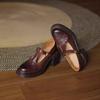 Scarpe da Donna Primavera Autunno con Punta Tonda e Tacco Alto, Tacchi Spessi, Piattaforma in Vera Pelle, Scarpe Mary Jane Retrò Versatili per Donna