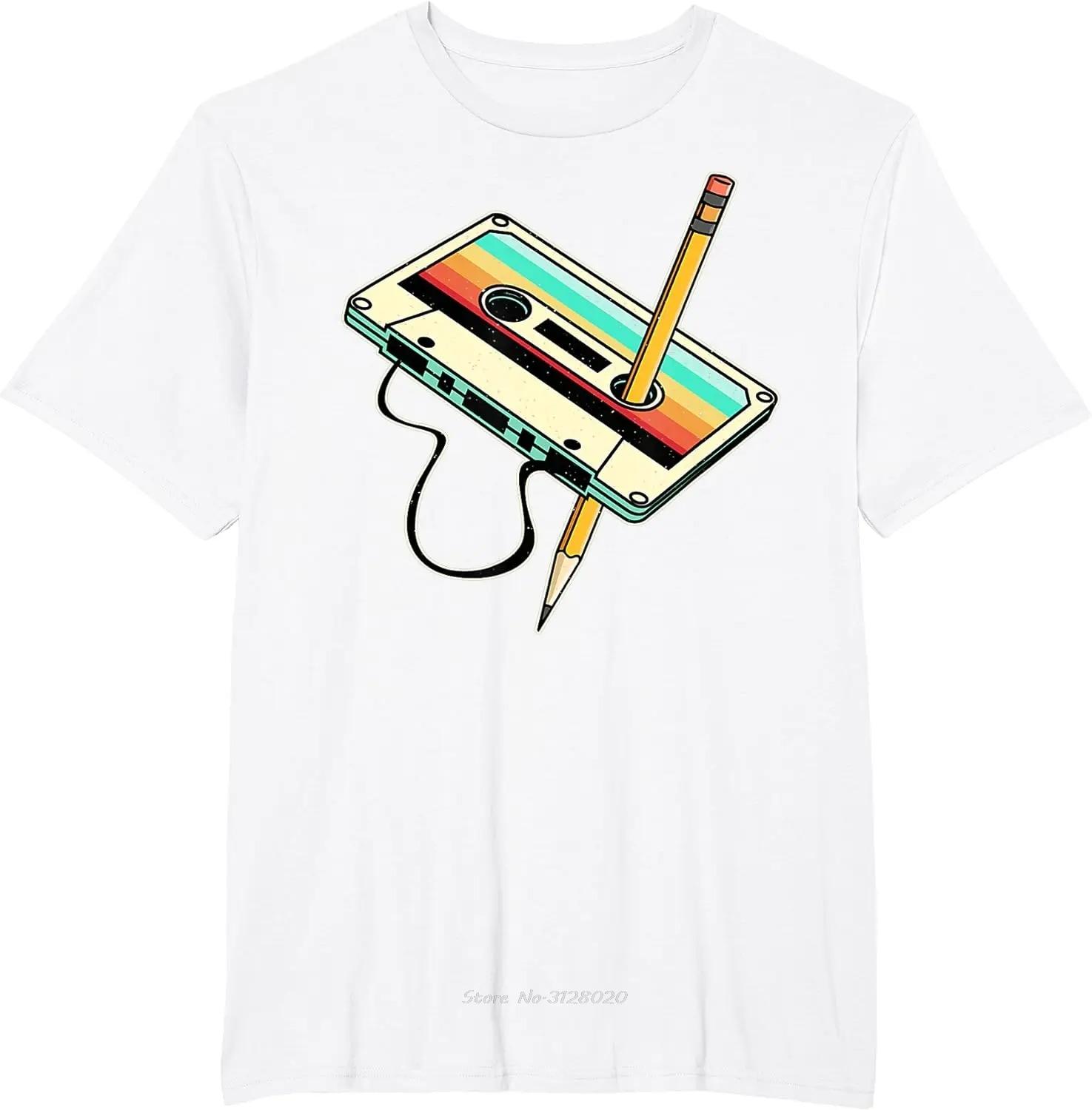 

80s Cassette Tape Pencil 1980s Retro Vintage Throwback Music TShirt Summer Men Clothing Vintage T Shirt Camisetas Tshirt Tees S