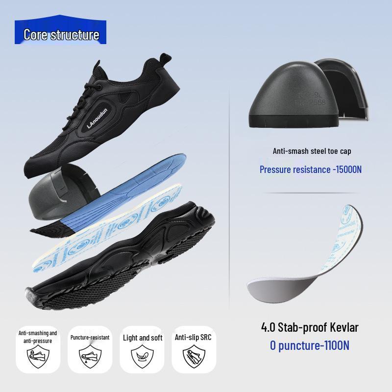 Blue Gull Men's Four Seasons Safety Shoes: Anti-Smash, Anti-Puncture, Low-Top, Wear-Resistant, Comfortable for Long-Standing Work.