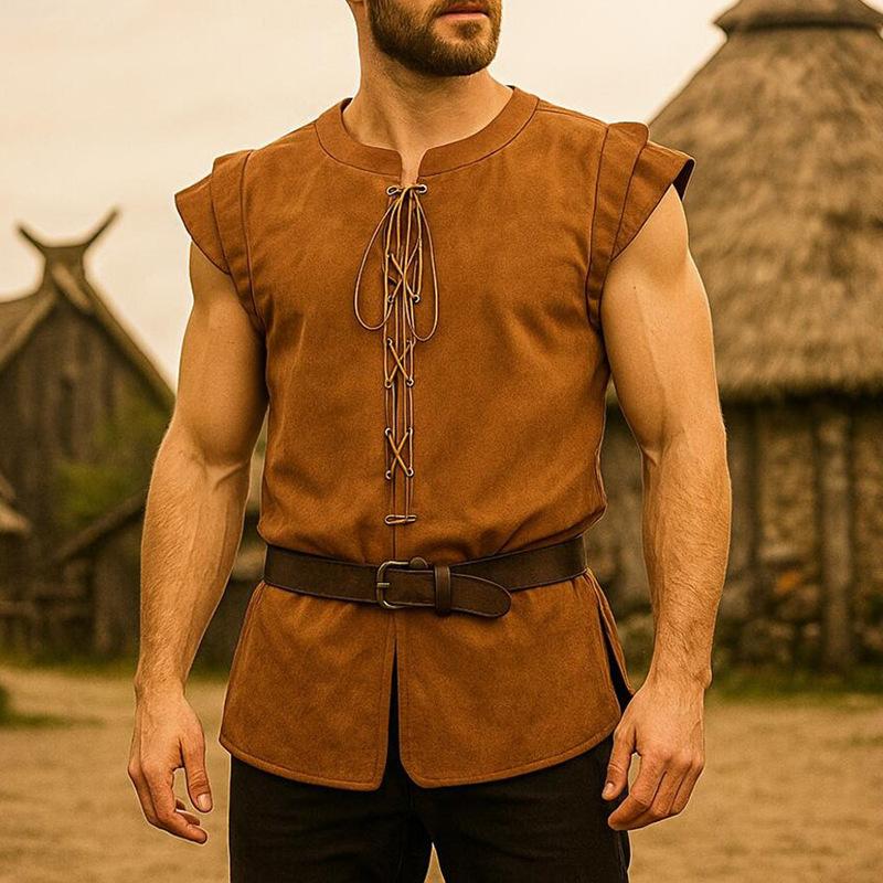 Renässans Medeltida Gotisk Stil Steampunk Väst Herrar Vintage Rund Hals Tanktoppar