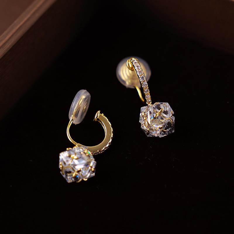 Elegant Sparkling Zircon Drop Earrings - Clip-On, No Piercing Needed