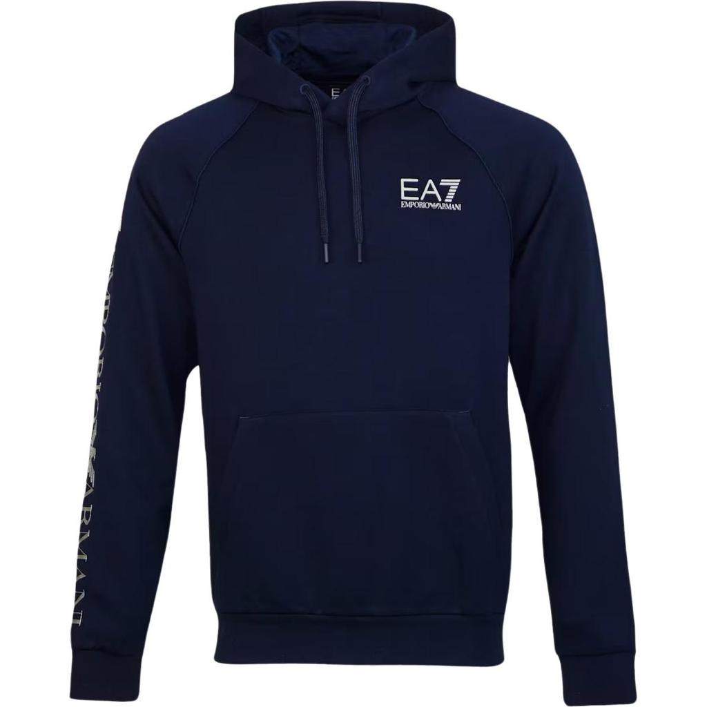 Emporio Armani EA7 Logo Print Hooded Sweatshirt Men tops Blue 8NPM08-PJ07Z-1554