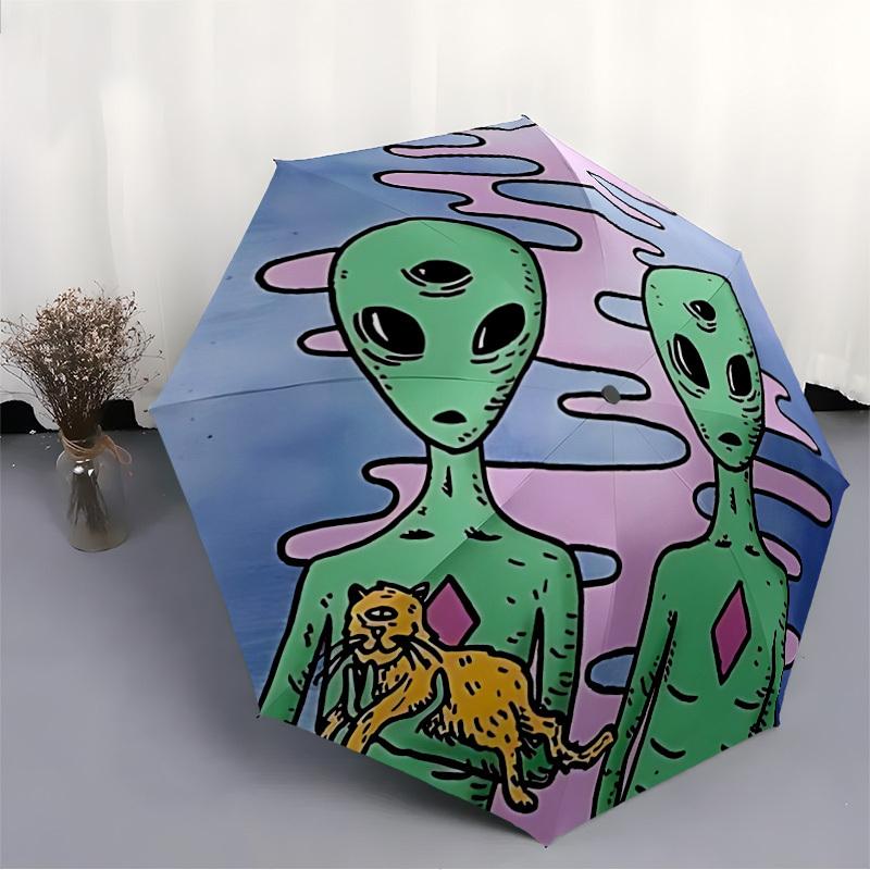 1pc Alien Automatic Open/Close Umbrella, Ideal Fan Gift for Birthday, Christmas, Trendy Fashion y250828070