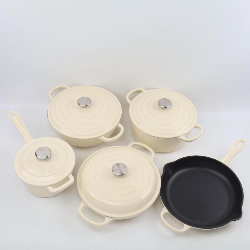 Zhishi Cast Iron Enamel Pot 5-Piece Set