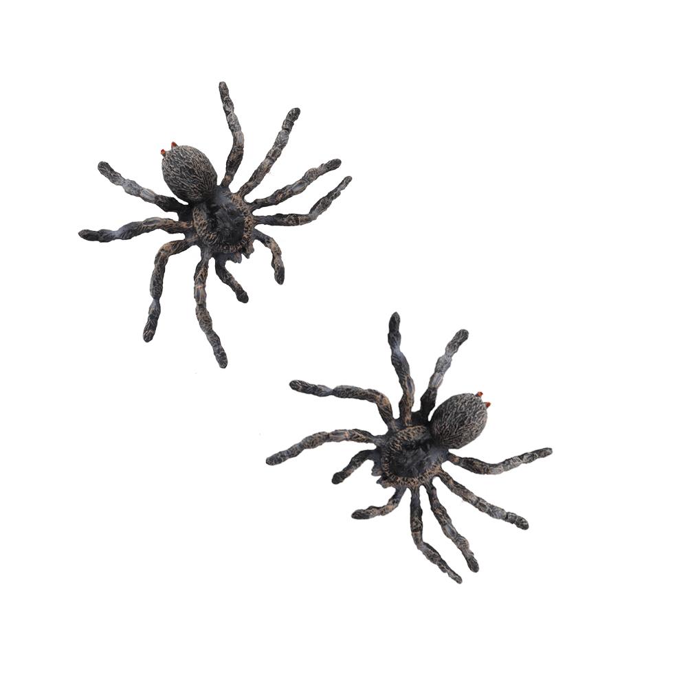 2pcs Realistic Spiders Fun Simulation Spiders Model Toy For Prank Props Party Decoration Gray