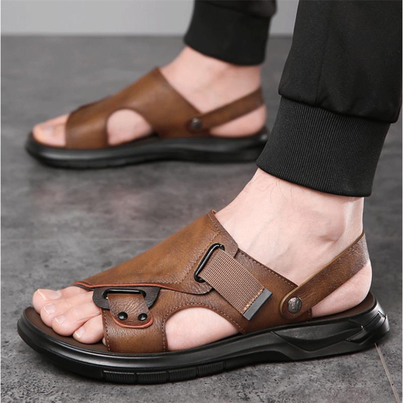 Heren Leren Sandalen Zomer Klassieke Herenschoenen Slippers Zachte Sandalen Heren Romeinse Comfortabele Buiten Wandelschoenen