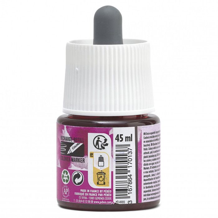 Encre aquarelle - pebeo - colorex - 45 ml - couleur carmin - mixte