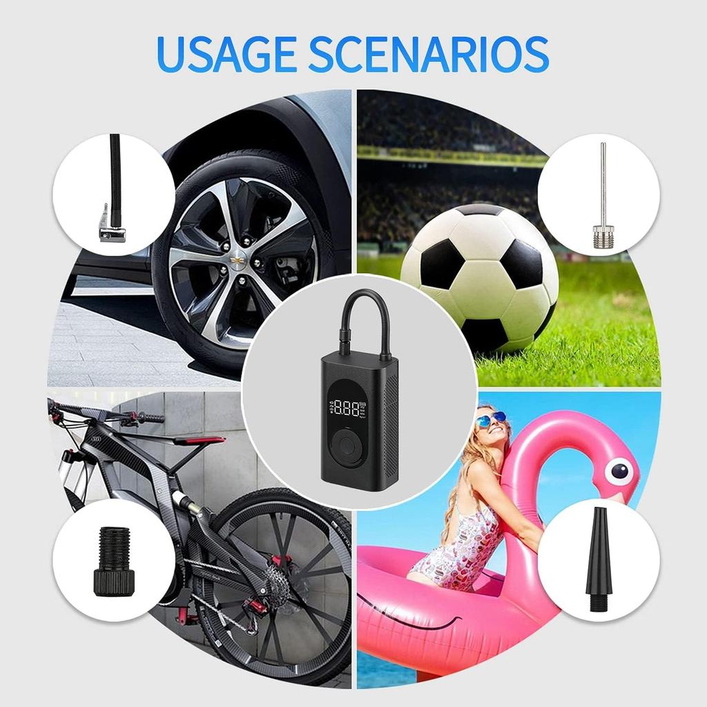 Mini Portable Electric Air Compressor Electric Air Pump 4000 MAh USB Charging Electric Air Pump Compatible with Bicycle/Motorcycle/Car/Football