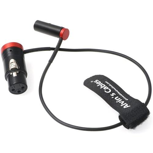 Alvin's Cables Low Profile 3-Pin Mini-XLR Male To Full-Size XLR Female Audio Cable for BMPCC 4K 6K Camera Video Assist with Original Connector, Red, 1
