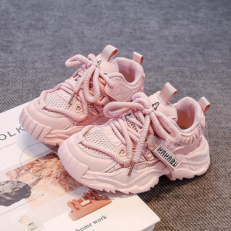 Girls' Mesh Sneakers, New Summer Model, Breathable White Dad Shoes for Children, Thin Style for Older Girls
