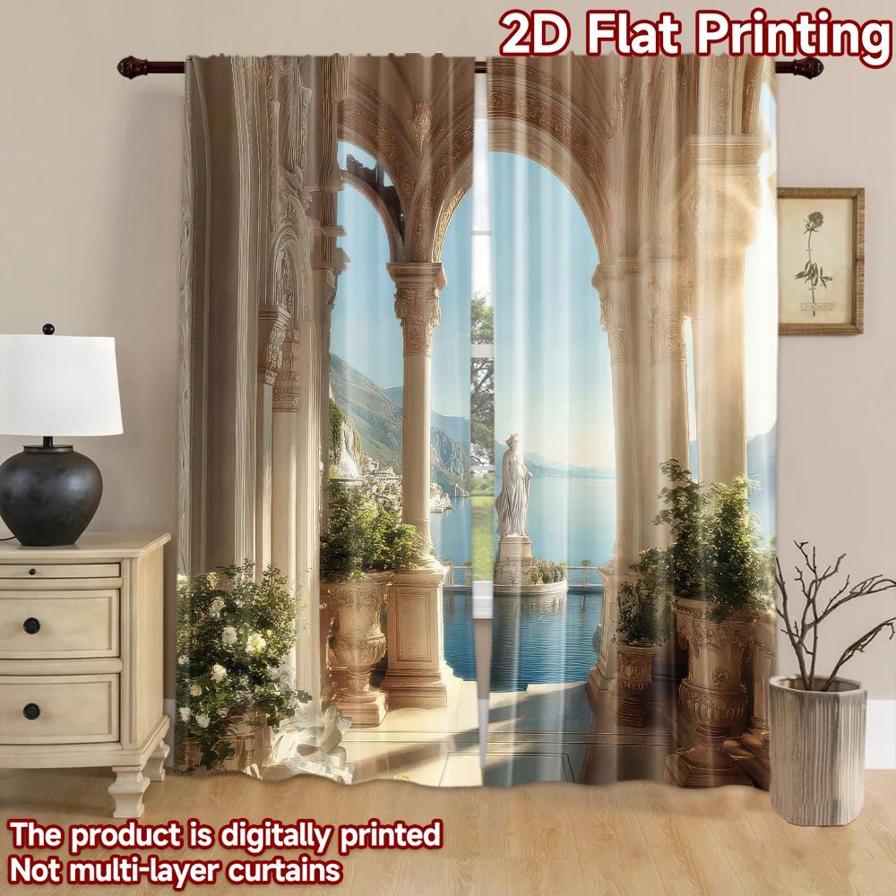 2D Flat Photography Backdrop Background Banner Classical Archway with Statue 100% Polyester Family Party for Suitable for