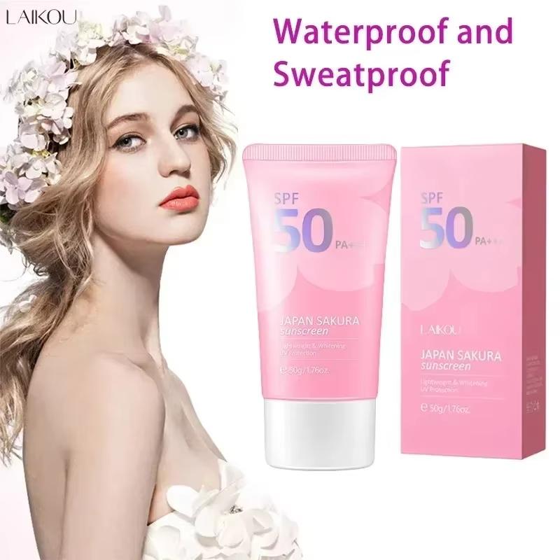 LAIKOU SPF 50 PA+++ Sakura opalovací krém na obličej, tělo, krk, solární blokátor, dlouhotrvající opalovací krém na obličej, opalovací krém 50 g
