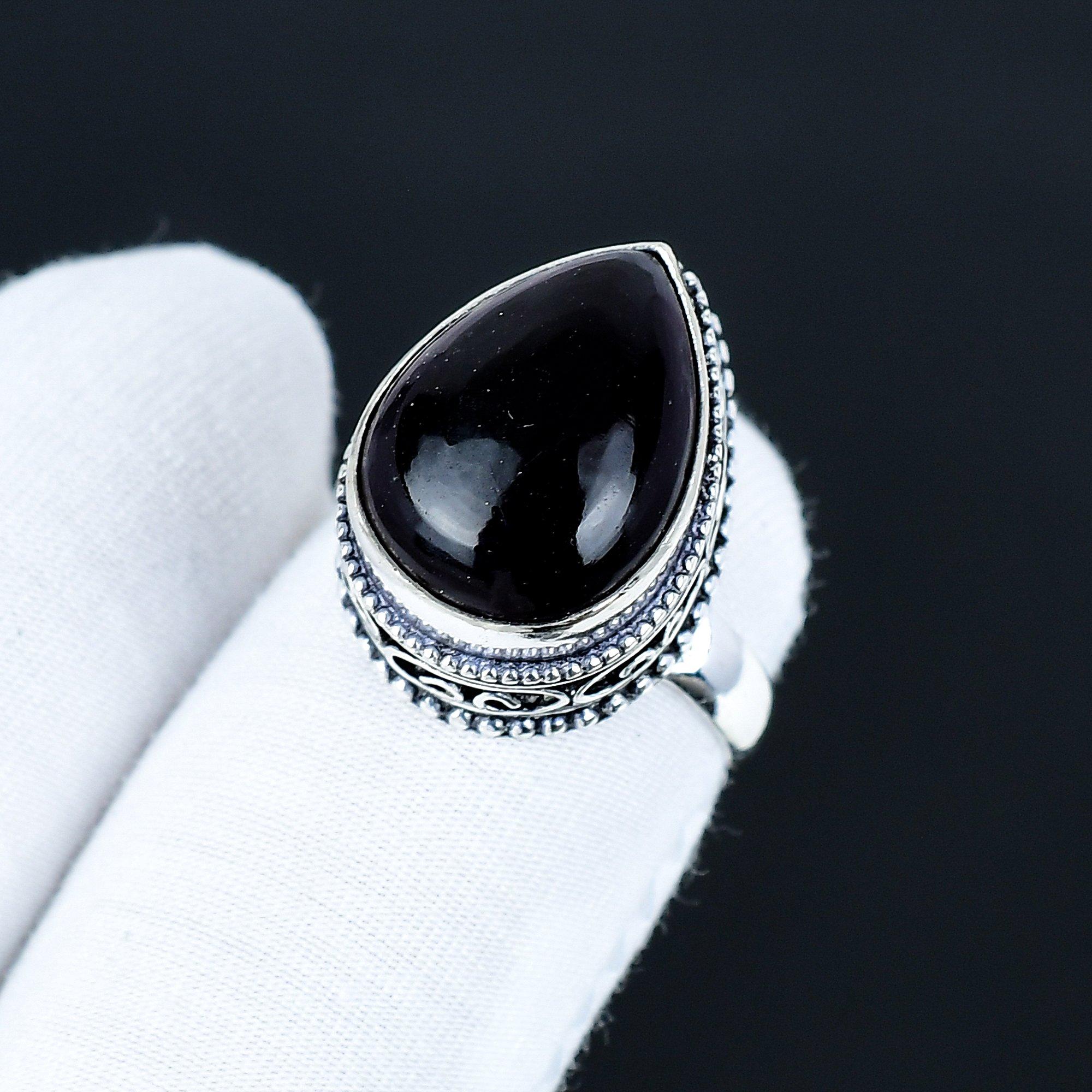 

Black Onyx Gemstone Ring, 925 Sterling Silver Jewelry, Handmade Ring, Black Onyx Statement Silver Ring, Birthday Gifts For New Year US 5
