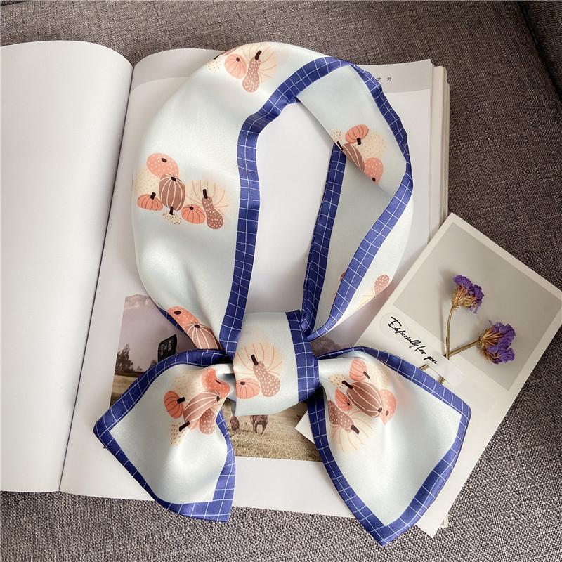 Luxary Brand Design Flower Print Silk Scarf for Women Fashion Hair Headband Foulard Lady Skinny Bag Scarves Neckerchief Tie