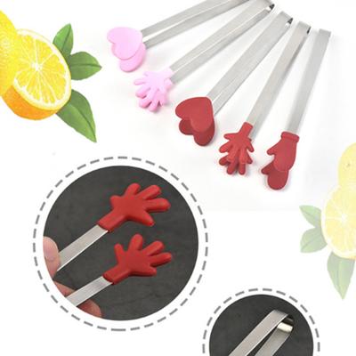Food Clip Portable Cute Stainless Steel Mini Hand-Shaped Ice Cube Sugar Tong for Kitchen