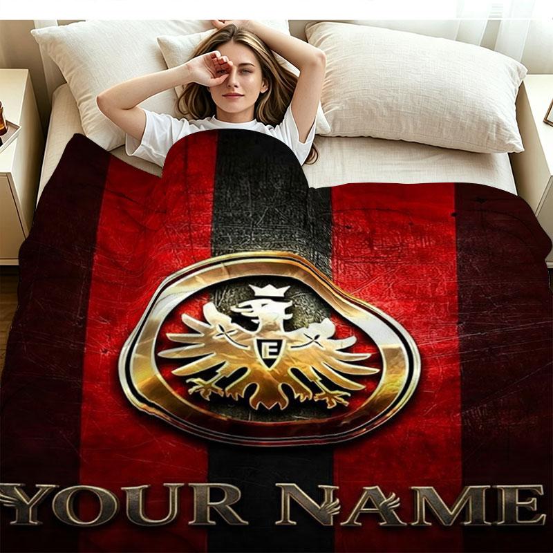1PC Eintracht Frankfurt Custom Name Patterned Flannel Blanket Suitable For All Seasons for Home Decor Warmth and Comfort Gifts Holiday Present