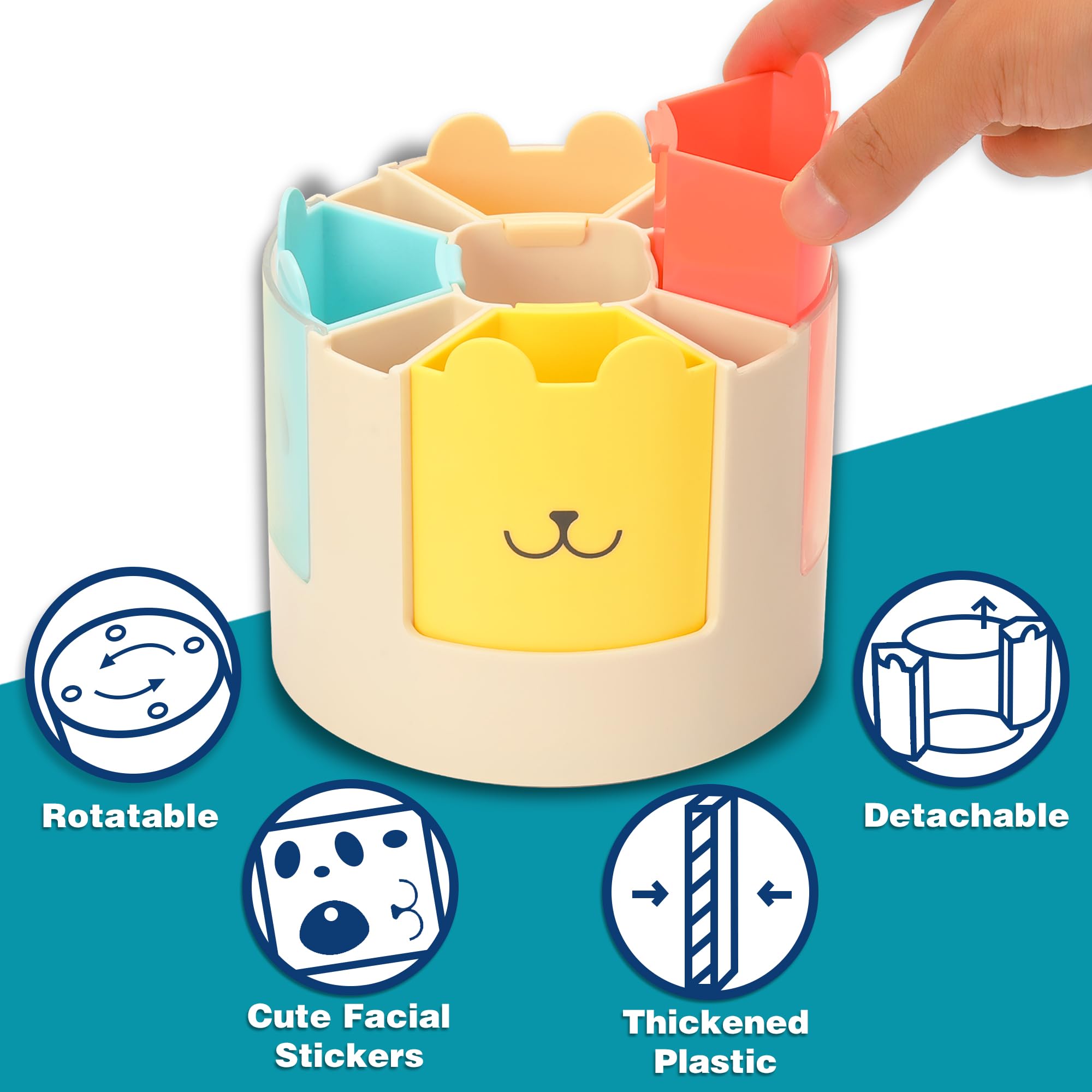 

Pen Holder 360-degree Rotating, Desk Organizer With 4 Detachable Slots For Office, Home And School разноцветные