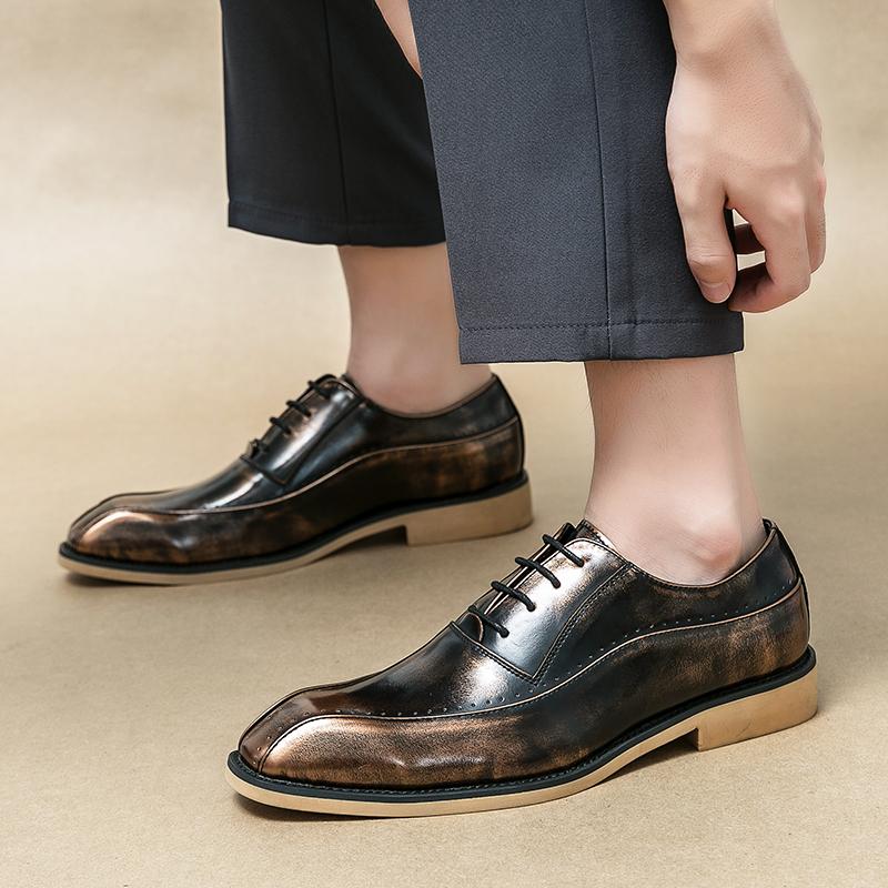 Fashion New Men British Retro Gentleman Black Brown Patchwork Oxford Formal Shoes Male Wedding Prom Homecoming Sapato Social Masculino