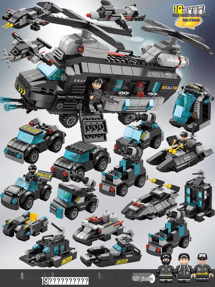 Compatible LEGO Military Battleship, Tank, and SWAT Armored Car Building Blocks - Children's Educational Toy Gift