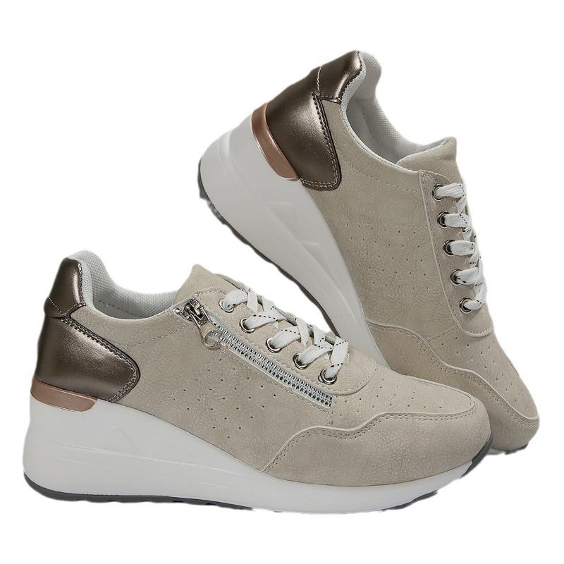 Cestfini Damen Sneaker mit verstecktem Keilabsatz Schnürung Atmungsaktive Plateau Freizeitschuhe für den Alltag