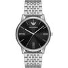 Minimalist Black Stainless Steel Silver Men's Quartz Watch with Date AR11600