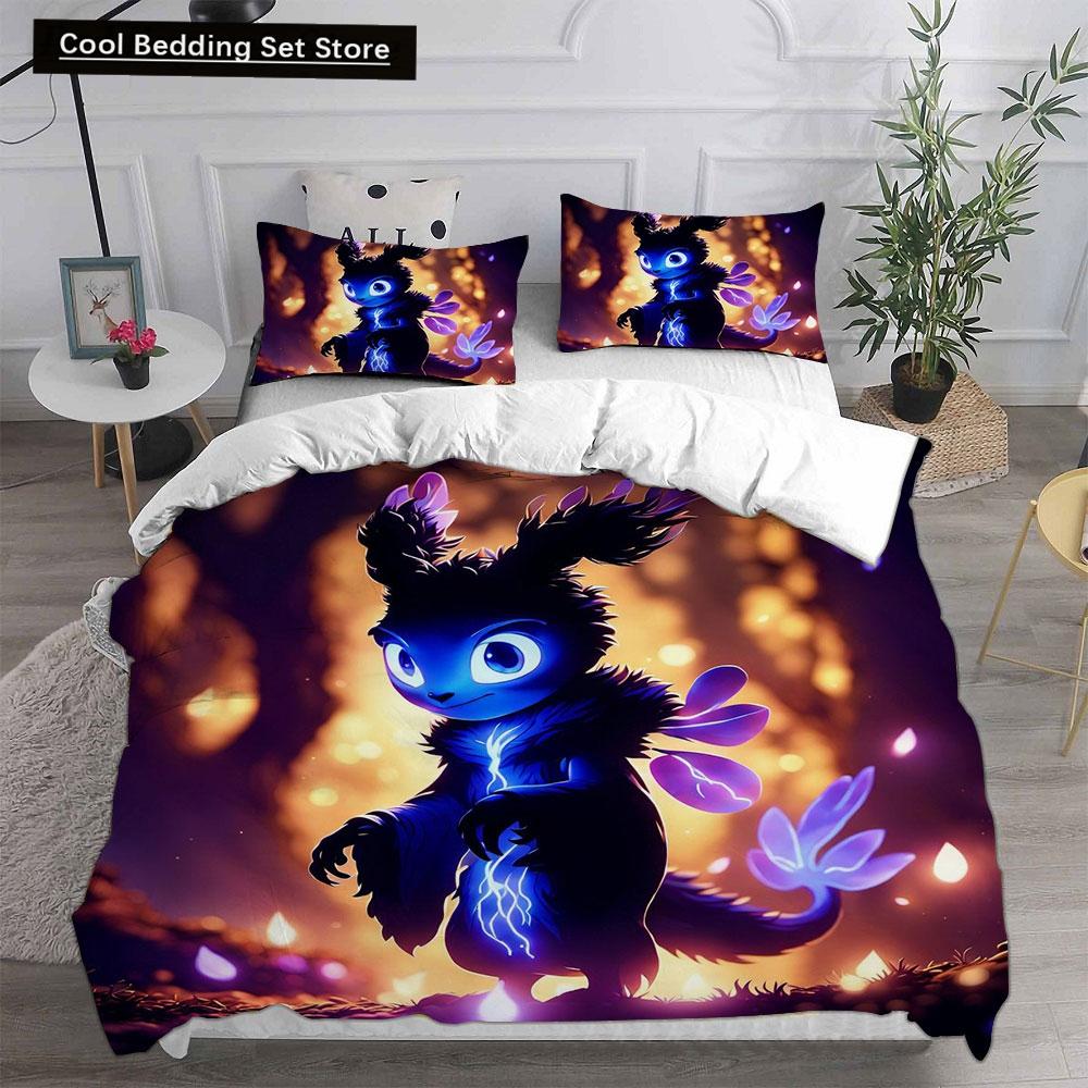 3D Spiel Ori and the Blind Forest Bettwäschesets Bettdecke Steppdecke Bettbezug Bettbezug Kissenbezug 2-3-teilige Sets Kinder Erwachsenengröße