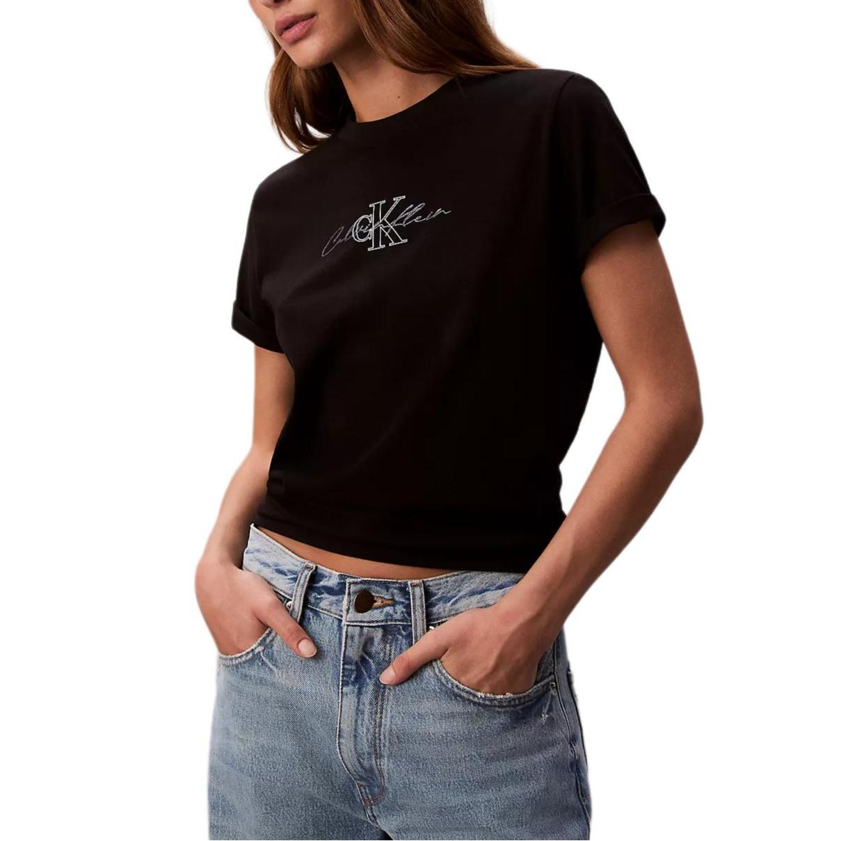 

Calvin Klein Minimalist Soft Breathable Round Neck Skin-Friendly Short Sleeve T-Shirt Women Tops 47C840G-UB1 S