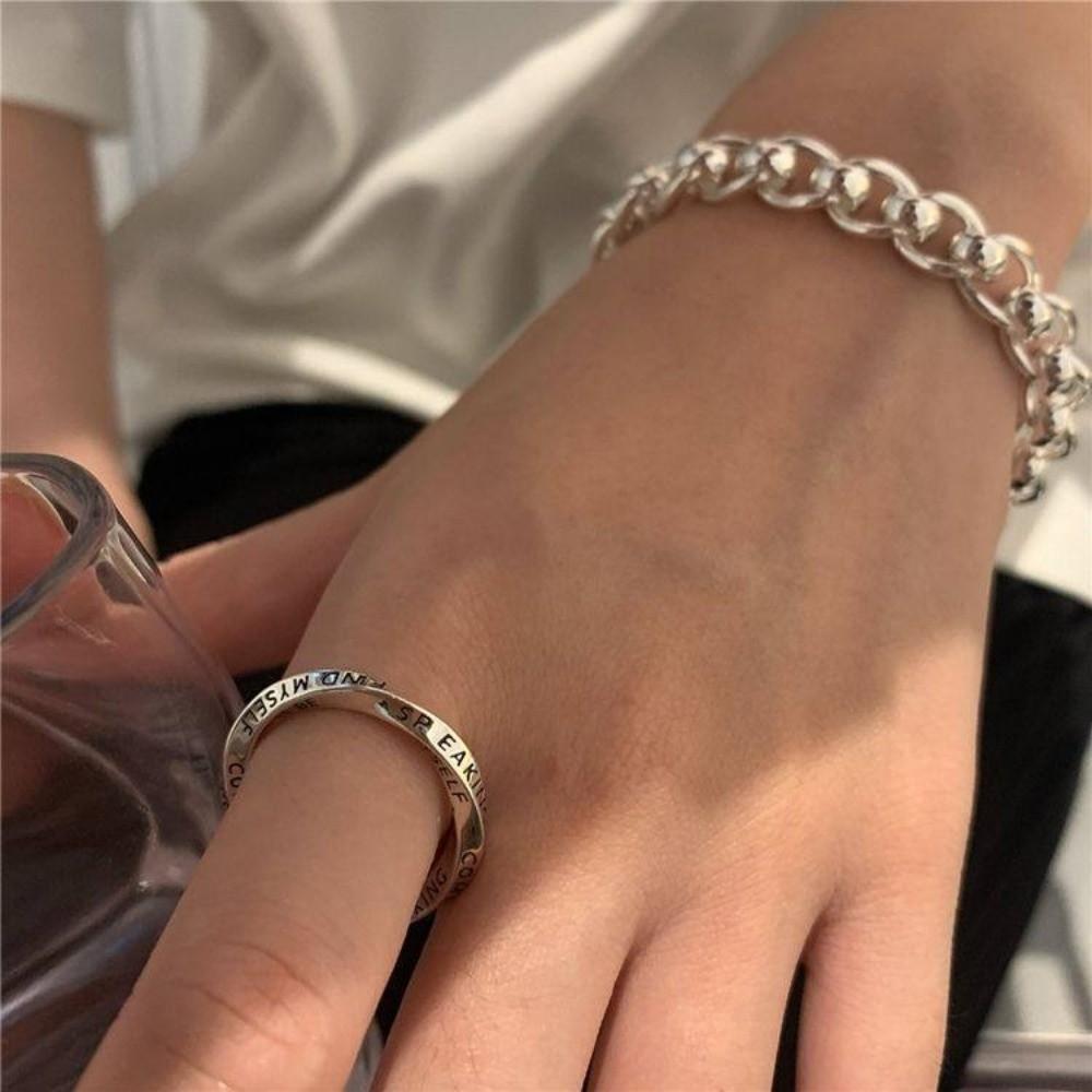 Niche Design Open Mouth Ring Simple English Graffiti Ring Fashion Mobius Ring  Men/Women