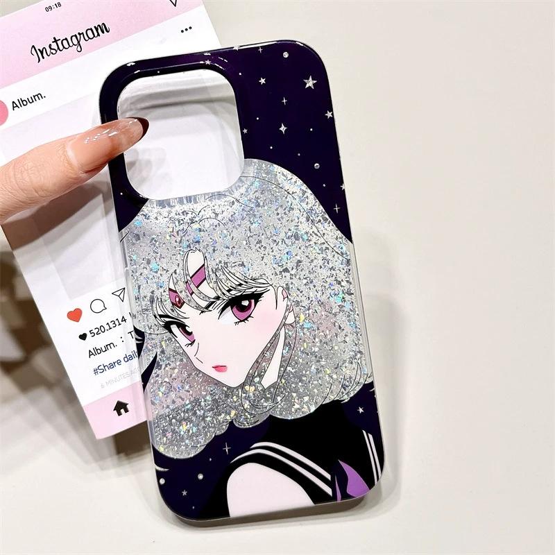 Hollow Black Cat Beauty Girl for Apple 17/16pro Mobile Phone Case iPhone 15IMD Glitter 13 Cartoon 14