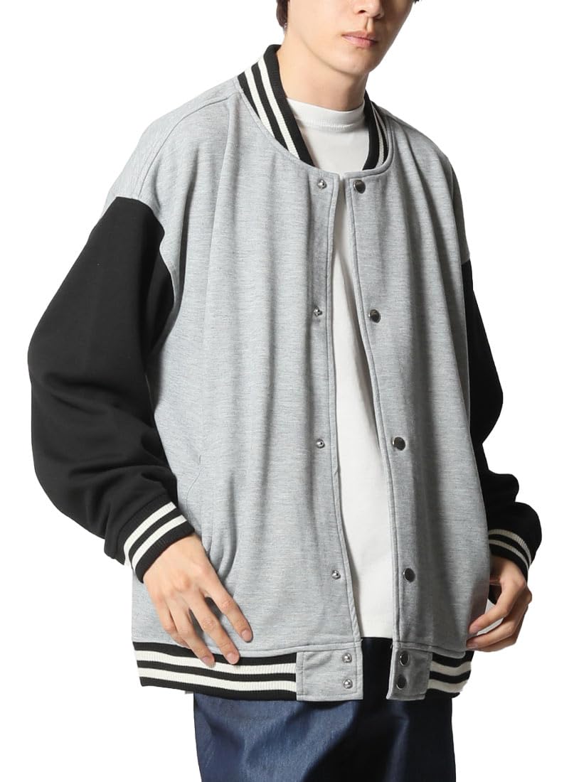 

Однотонная стадионная куртка большого силуэта цвета американского вереска [Arcade] Мужская куртка, Блузон, Повседневная, Мужская куртка, Джемпер, Мужская верхняя одежда, L,