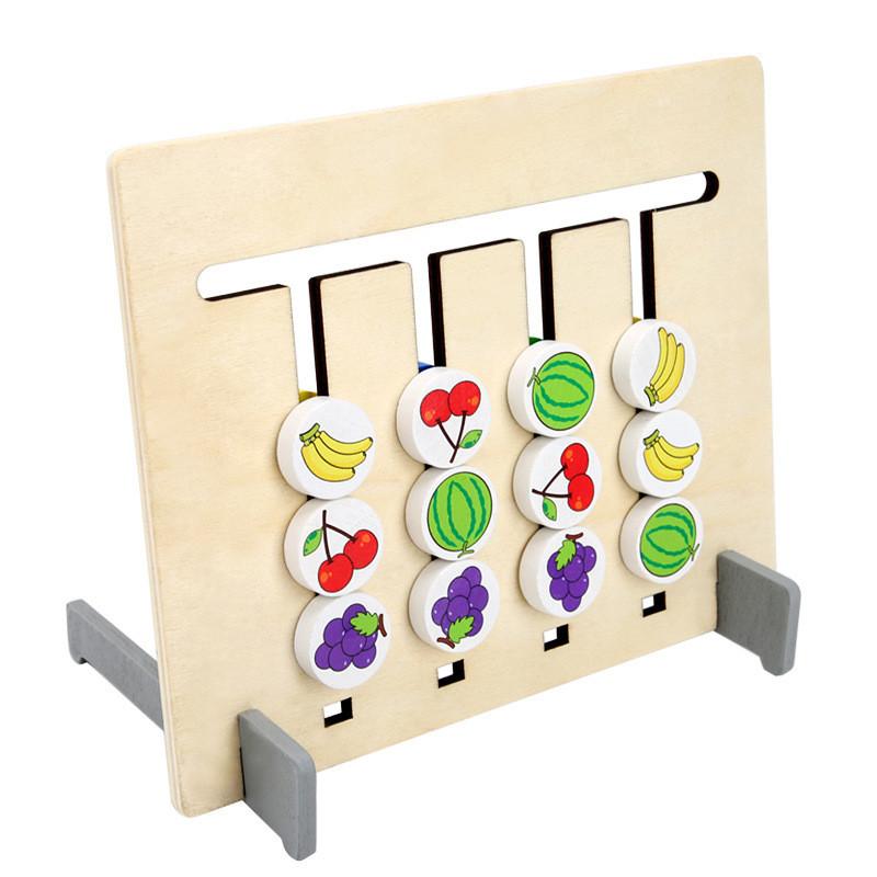 Vierfarben Obst Tier Logikspiel Holz Montessori Lernspielzeug für Kinder
