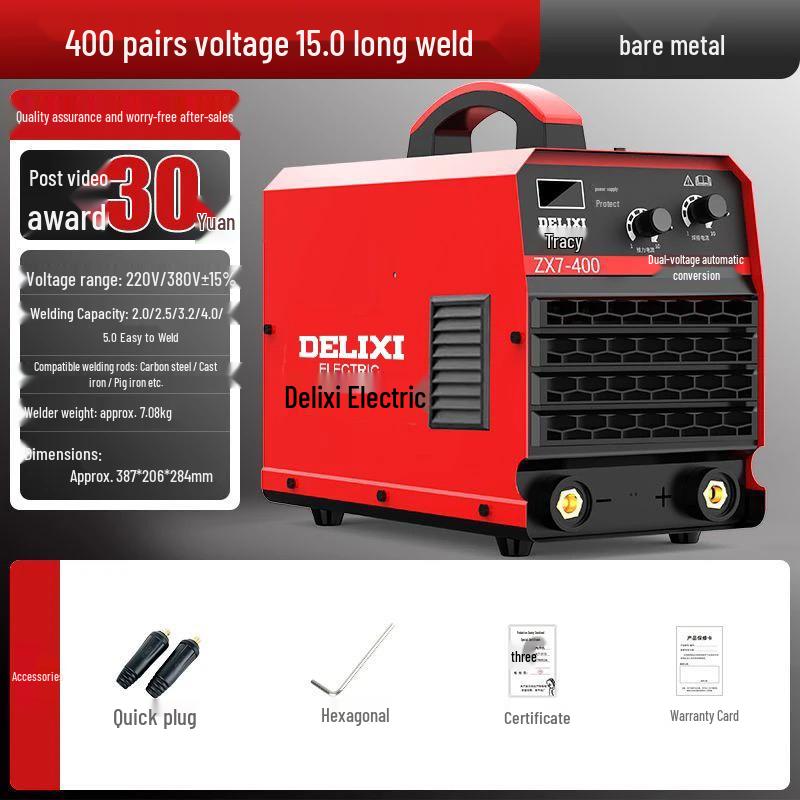 Delixi Dual Voltage Electric Welder 250/315/400A, Industrial Grade, 220V/380V, All-Copper, Automatic.