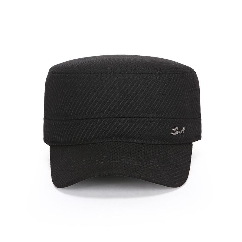 Pánský podzimní zimní sametový klobouk Silná ochrana uší Plochý klobouk pro středního věku a starší Venkovní teplý bavlněný klobouk